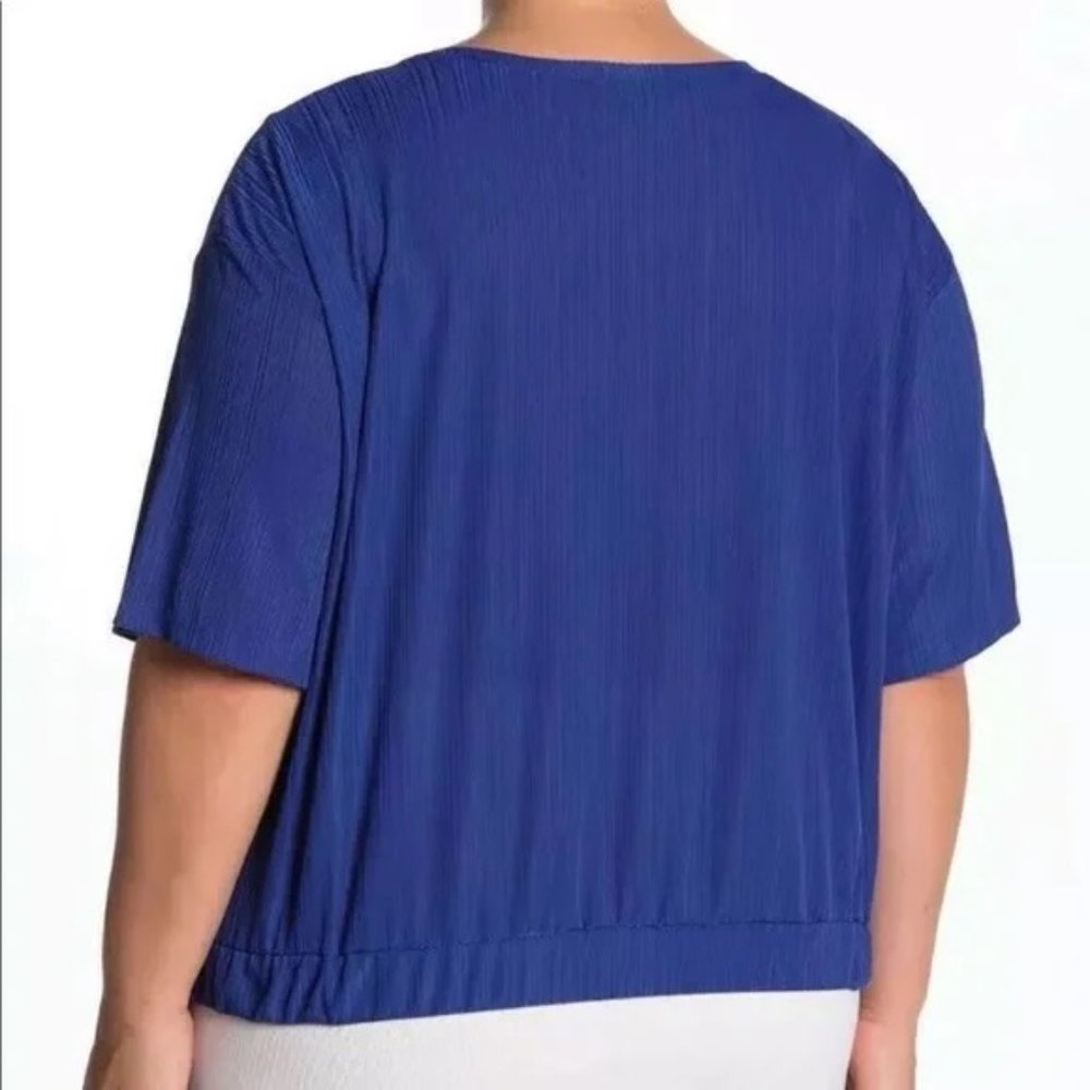 Eloquii Blue Striped Blouson Side Tie Top size 14/16 - Picture 2 of 7